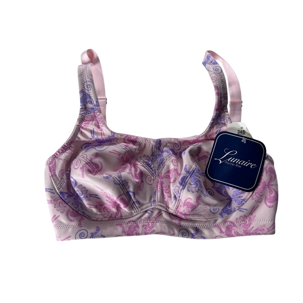 Lunaire 34B Pink Floral Print Underwire Full‎ Coverage Bra NEW